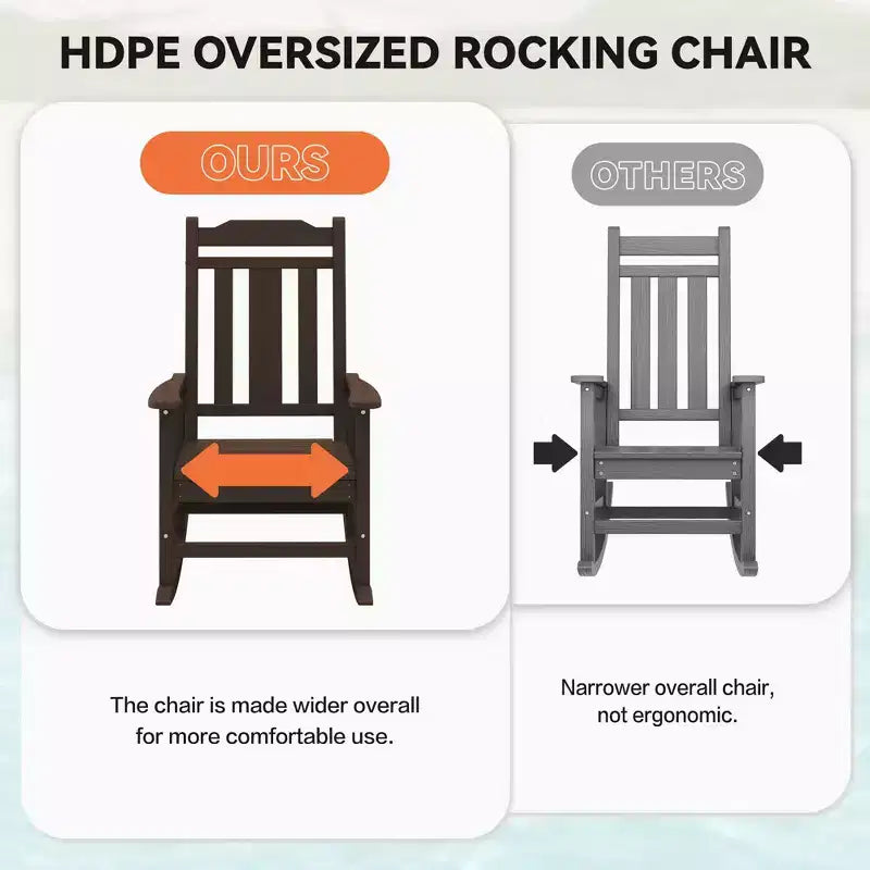 Hyleory HDPE Sedia a dondolo moderna in resina, Sedia Adirondack da esterno extra larga
