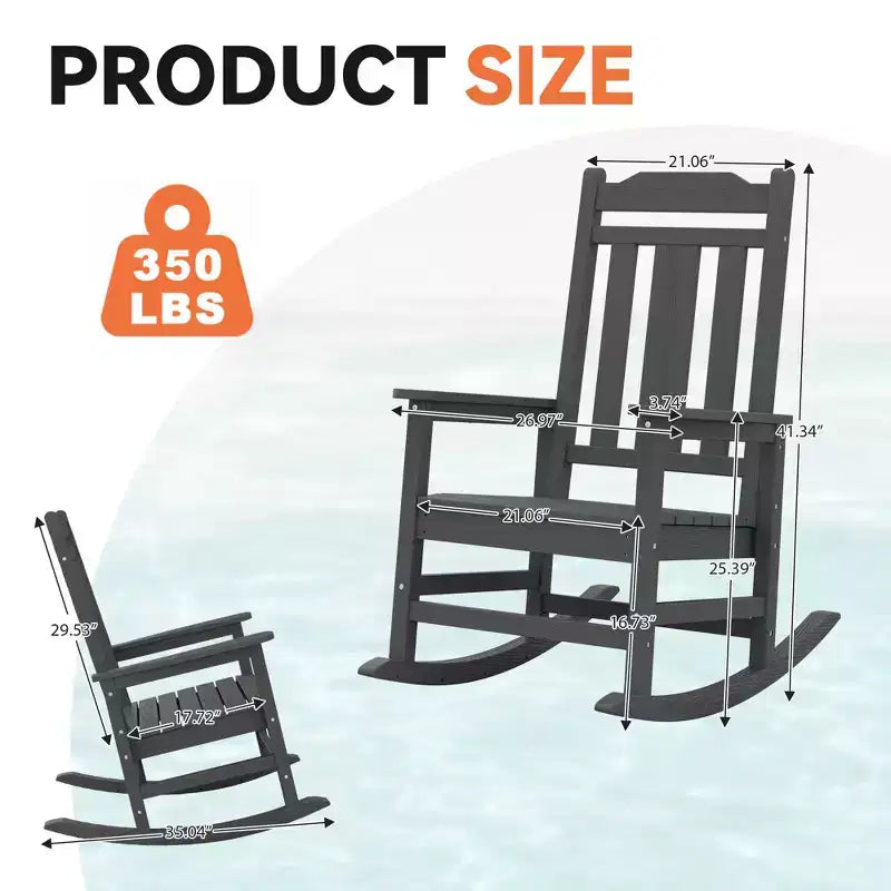 Hyleory HDPE Sedia a dondolo moderna in resina, Sedia Adirondack da esterno extra larga