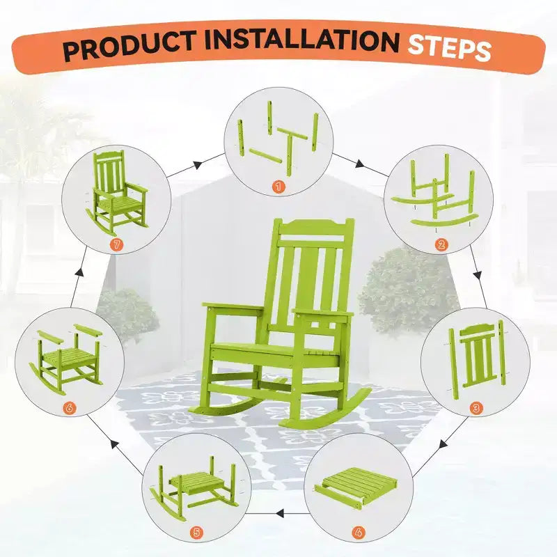 Hyleory HDPE Sedia a dondolo moderna in resina, Sedia Adirondack da esterno extra larga
