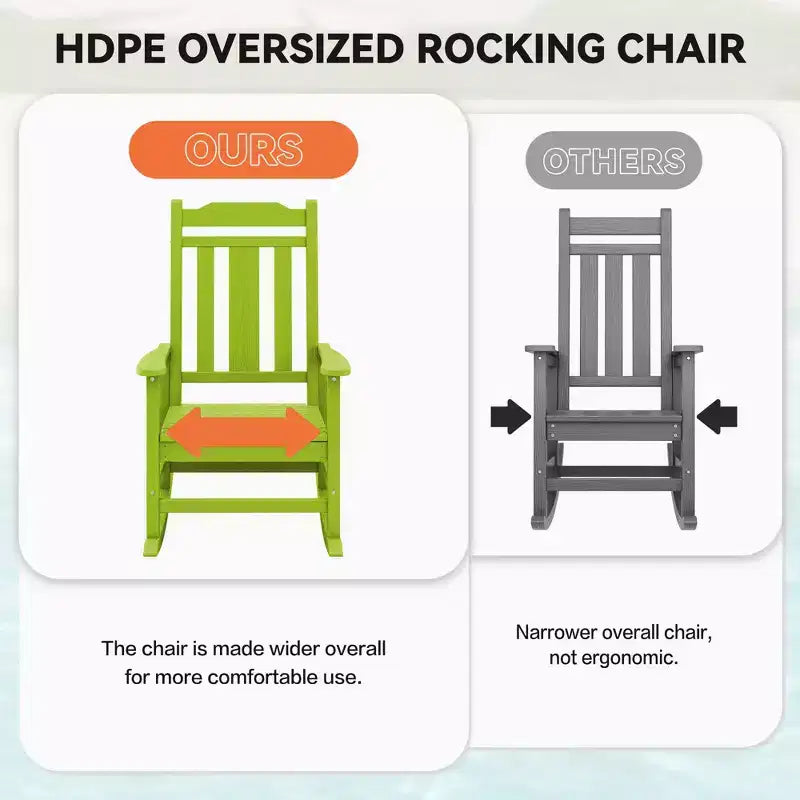 Hyleory HDPE Sedia a dondolo moderna in resina, Sedia Adirondack da esterno extra larga