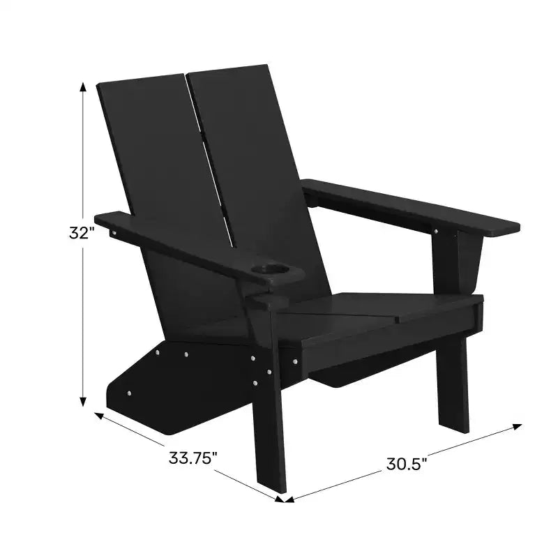WestinTrends Riviera Sedia Adirondack moderna da esterno in HDPE con portabicchieri, bianca
