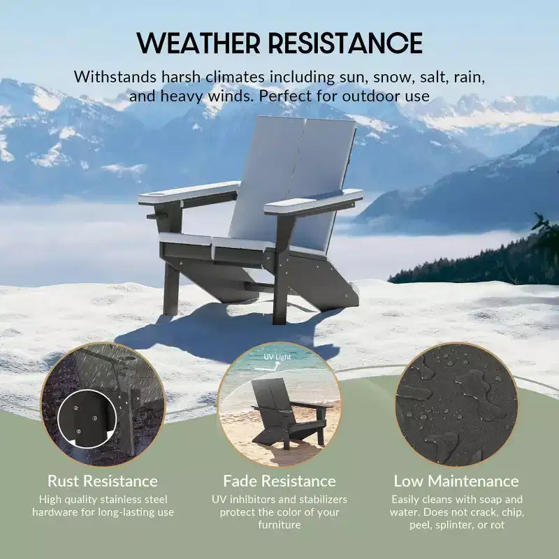 WestinTrends Riviera Sedia Adirondack moderna da esterno in HDPE con portabicchieri, bianca