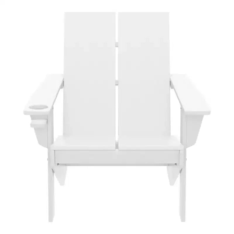 WestinTrends Riviera Sedia Adirondack moderna da esterno in HDPE con portabicchieri, bianca