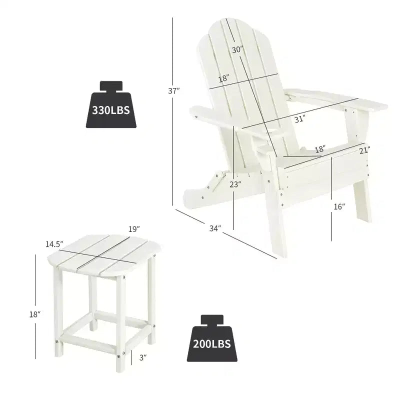 Costway 2 pz Tavolino da Giardino Adirondack in HDPE Resistente alle Intemperie con Portabicchieri Blu Marino/Bianco