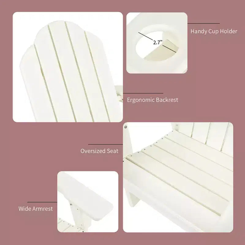 Costway 2 pz Tavolino da Giardino Adirondack in HDPE Resistente alle Intemperie con Portabicchieri Blu Marino/Bianco