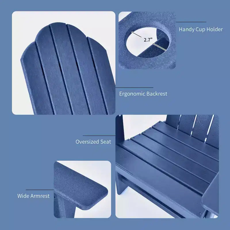 Costway 3 pezzi Sedia Adirondack da Patio Tavolino in HDPE Resistente alle Intemperie Portabicchieri