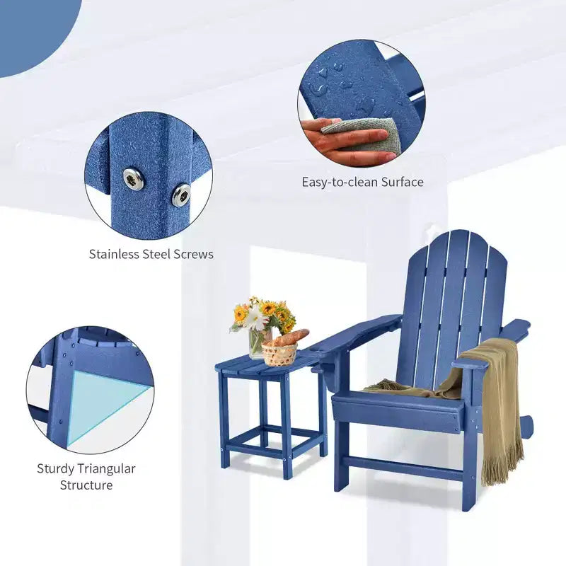 Costway 3 pezzi Sedia Adirondack da Patio Tavolino in HDPE Resistente alle Intemperie Portabicchieri