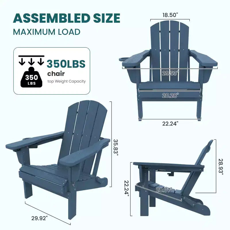 Set da conversazione per esterno a 5 pezzi con 2 pouf pieghevoli, tavolino d'appoggio a due livelli e 2 sedie Adirondack da giardino in plastica regolabili