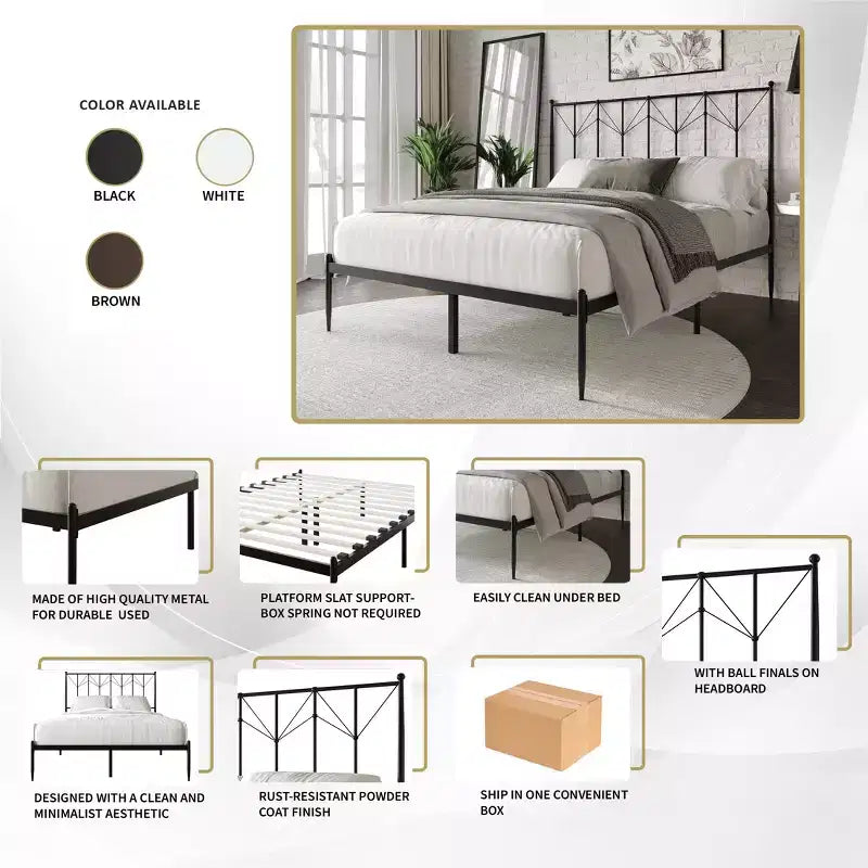 Letto a piattaforma in metallo