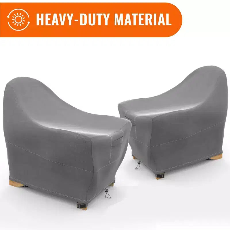 KHOMO GEAR Set di 2 Coperture per Sedia Adirondack da Giardino Grigie, Durevoli, Resistenti alle Intemperie, Resistenti ai Raggi UV, Protezione da Pioggia e Polvere