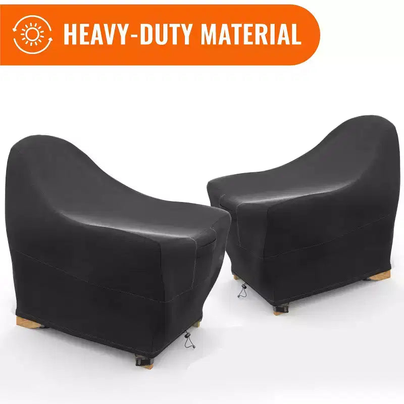 KHOMO GEAR Lot de 2 housses de chaise de terrasse Adirondack Noires, Durables, Résistantes aux intempéries et aux UV, Protection contre la pluie et la poussière