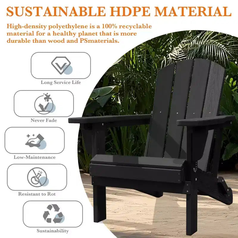 Sedia Adirondack Hyleory Regolabile in HDPE con Schienale Ergonomico