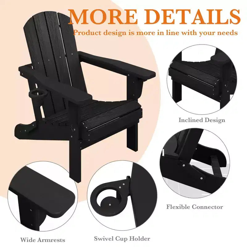 Sedia Adirondack Hyleory Regolabile in HDPE con Schienale Ergonomico