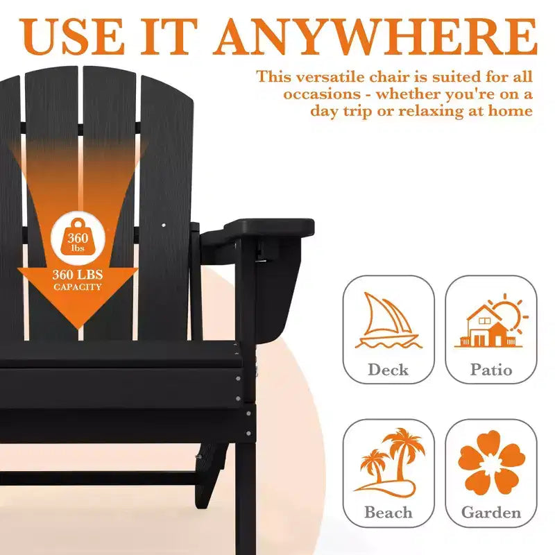 Sedia Adirondack Hyleory Regolabile in HDPE con Schienale Ergonomico