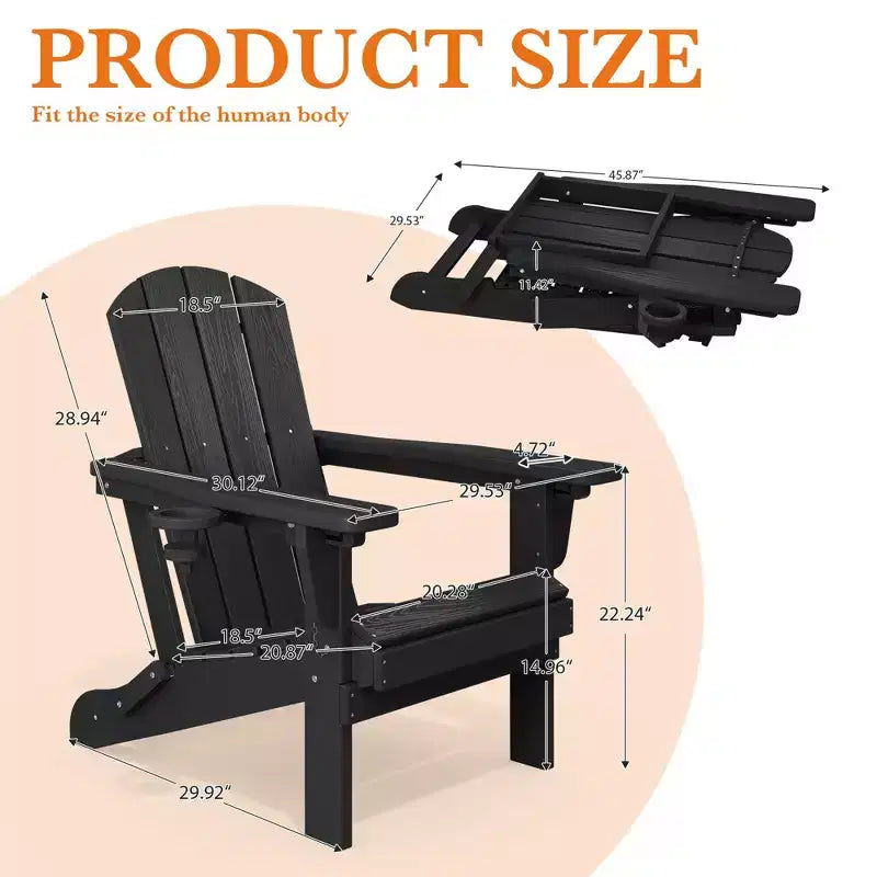 Sedia Adirondack Hyleory Regolabile in HDPE con Schienale Ergonomico