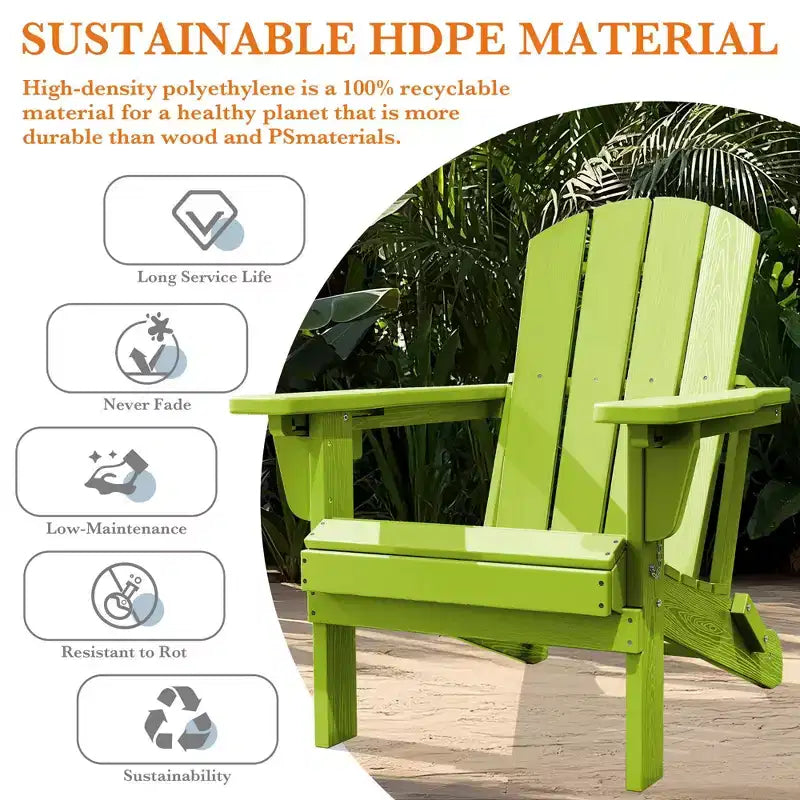 Sedia Adirondack Hyleory Regolabile in HDPE con Schienale Ergonomico