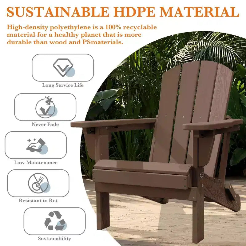 Sedia Adirondack Hyleory Regolabile in HDPE con Schienale Ergonomico