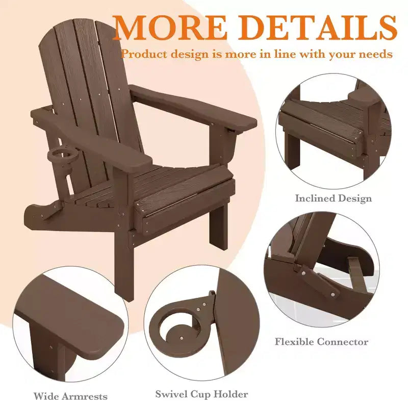 Sedia Adirondack Hyleory Regolabile in HDPE con Schienale Ergonomico