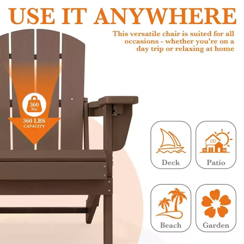 Sedia Adirondack Hyleory Regolabile in HDPE con Schienale Ergonomico