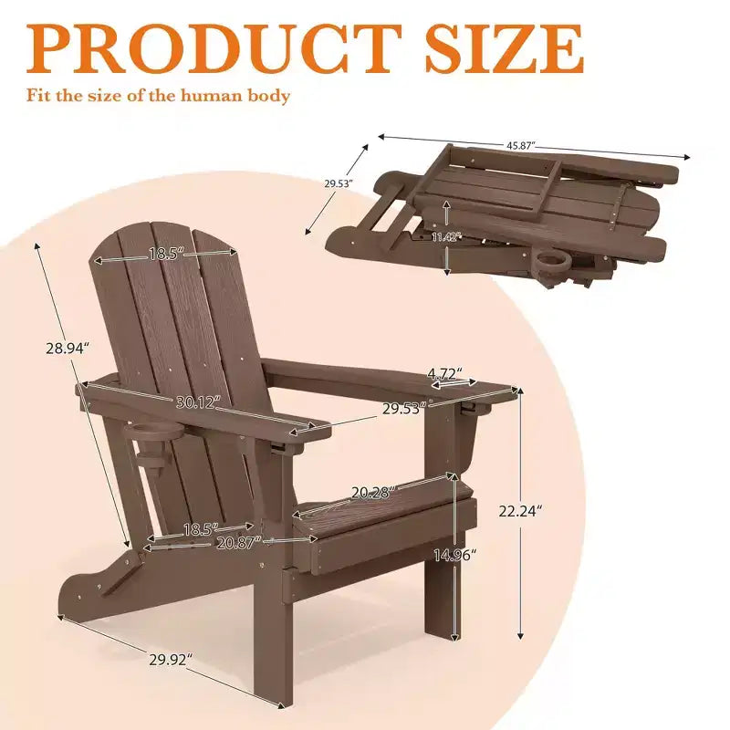 Sedia Adirondack Hyleory Regolabile in HDPE con Schienale Ergonomico
