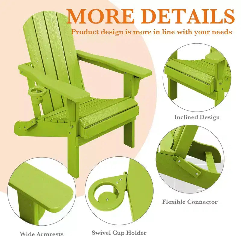 Sedia Adirondack Hyleory Regolabile in HDPE con Schienale Ergonomico