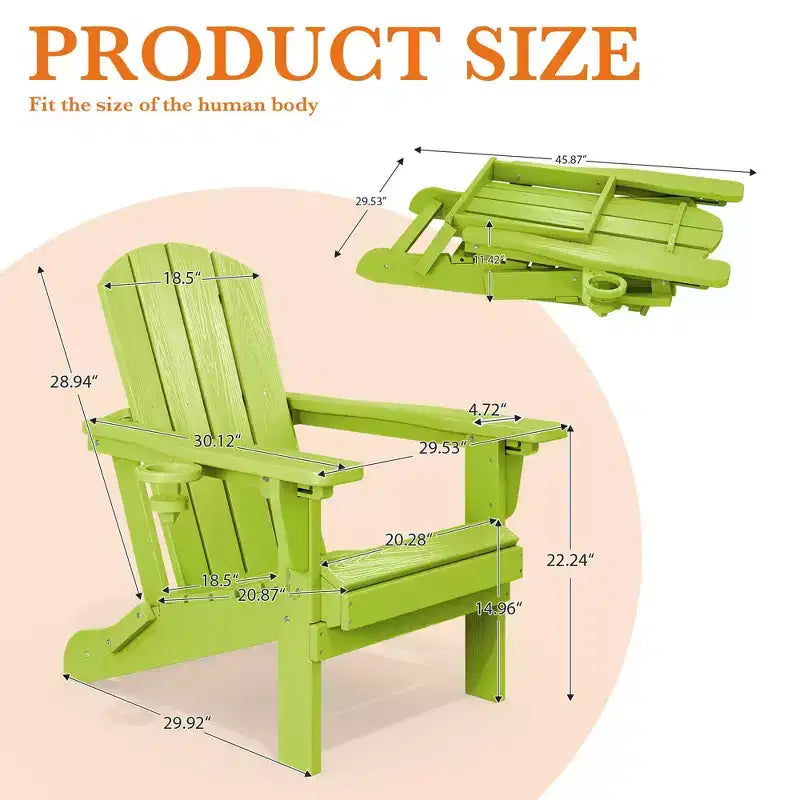Sedia Adirondack Hyleory Regolabile in HDPE con Schienale Ergonomico