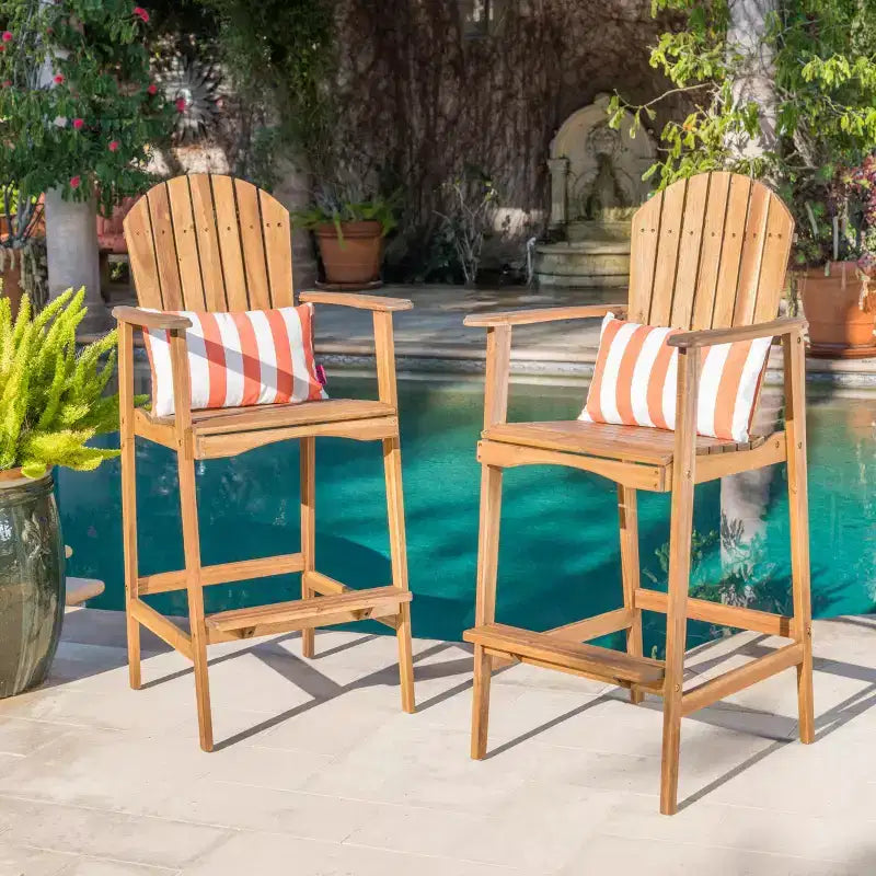 Tabourets de bar Adirondack d'extérieur en bois d'acacia de 75 cm Christopher Knight Home Malibu (Lot de 2)