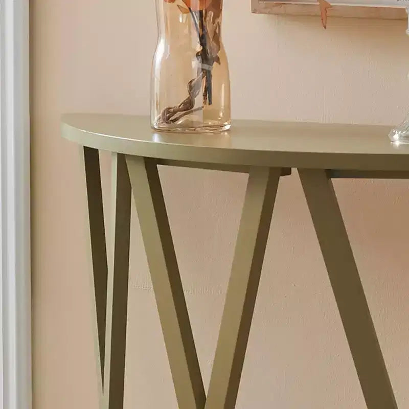 Consolle in legno a mezza luna Vienna per ingresso, tavolo da divano d'accento con design a X per soggiorno, corridoio, atrio, ingresso
