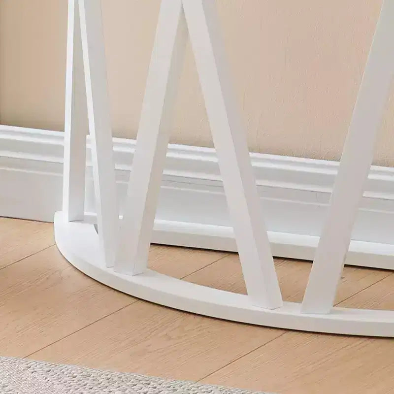 Consolle in legno a mezza luna Vienna per ingresso, tavolo da divano d'accento con design a X per soggiorno, corridoio, atrio, ingresso