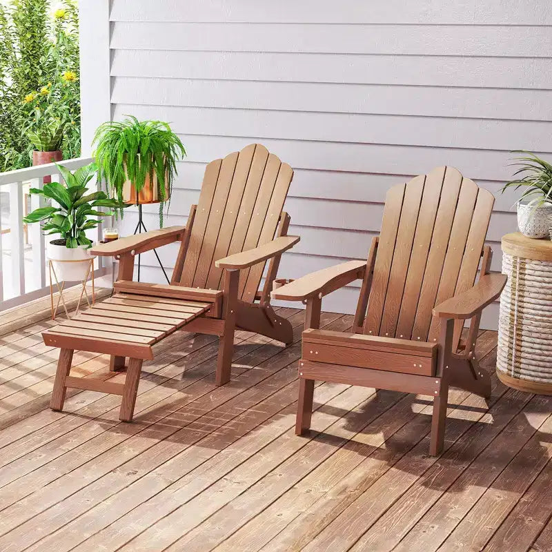 Sedia a sdraio Costway da patio Adirondack, per tutte le stagioni, in HIPS, con poggiapiedi a scomparsa, nera/marrone/grigia/blu navy