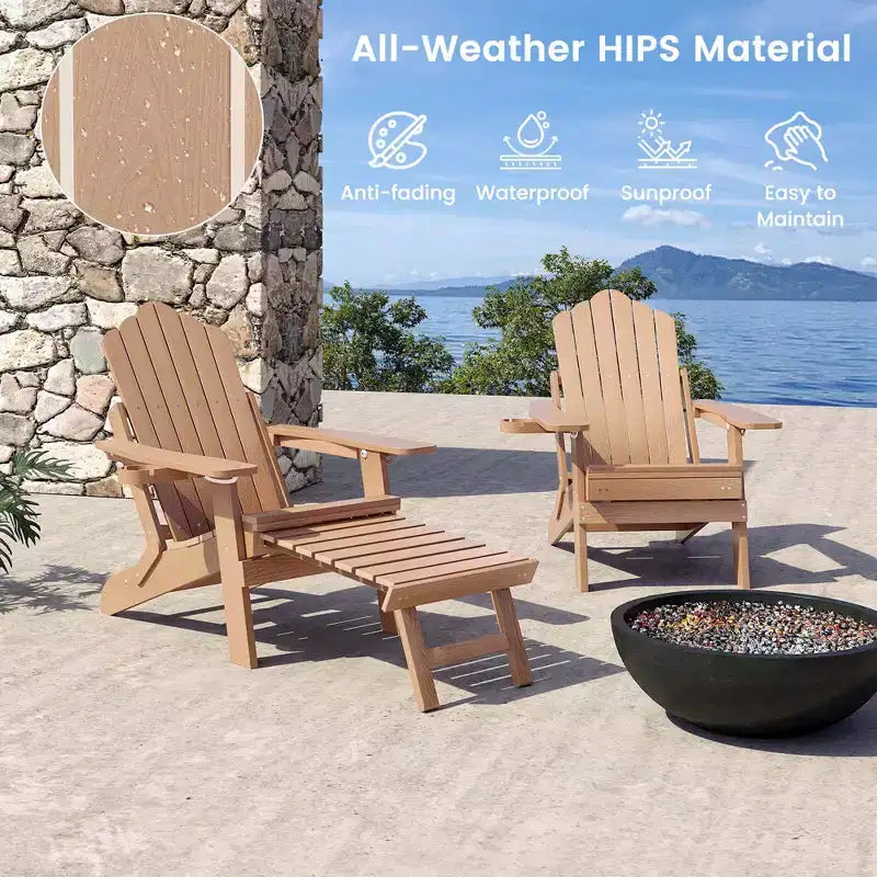 Sedia a sdraio Costway da patio Adirondack, per tutte le stagioni, in HIPS, con poggiapiedi a scomparsa, nera/marrone/grigia/blu navy