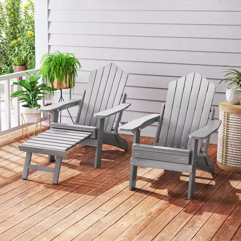 Sedia a sdraio Costway da patio Adirondack, per tutte le stagioni, in HIPS, con poggiapiedi a scomparsa, nera/marrone/grigia/blu navy
