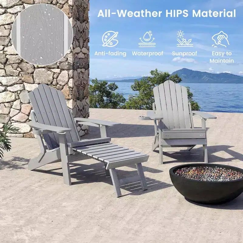 Sedia a sdraio Costway da patio Adirondack, per tutte le stagioni, in HIPS, con poggiapiedi a scomparsa, nera/marrone/grigia/blu navy
