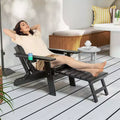 Costway Patio Adirondack Chair All-Weather HIPS Lounge Chair with Retractable Footrest Black/Brown/Gray/Navy