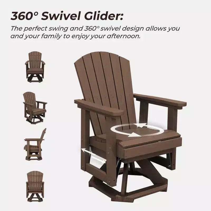 Sedia a dondolo girevole HYLEORY Adirondack, sedia a dondolo in resina HDPE