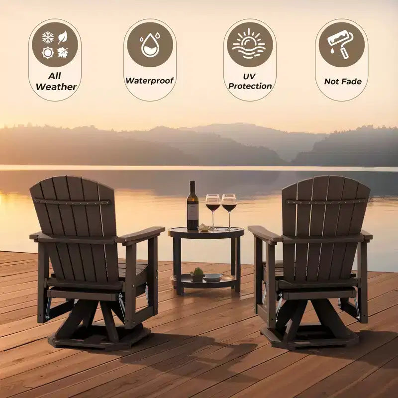 Sedia a dondolo girevole HYLEORY Adirondack, sedia a dondolo in resina HDPE