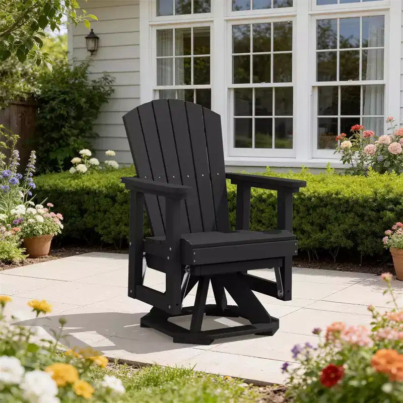 Sedia a dondolo girevole HYLEORY Adirondack, sedia a dondolo in resina HDPE