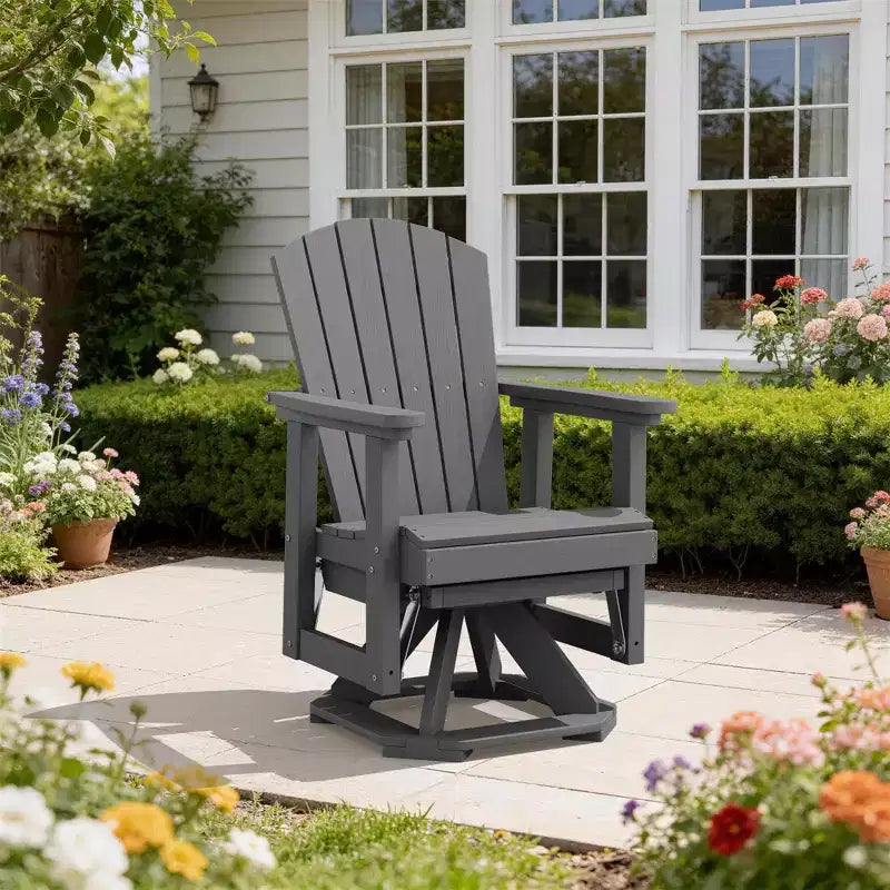 Sedia a dondolo girevole HYLEORY Adirondack, sedia a dondolo in resina HDPE