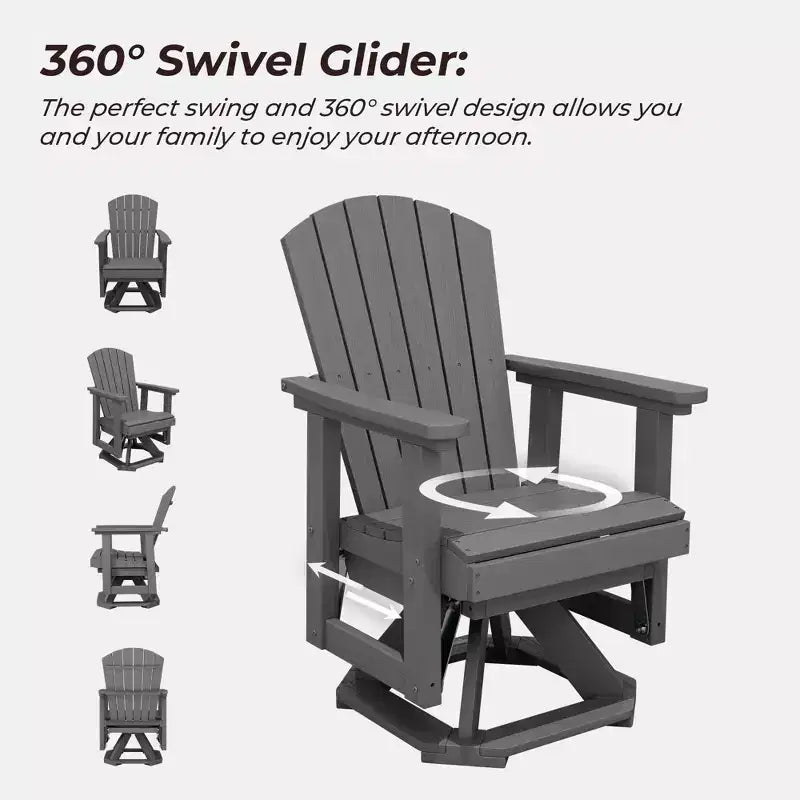 Sedia a dondolo girevole HYLEORY Adirondack, sedia a dondolo in resina HDPE