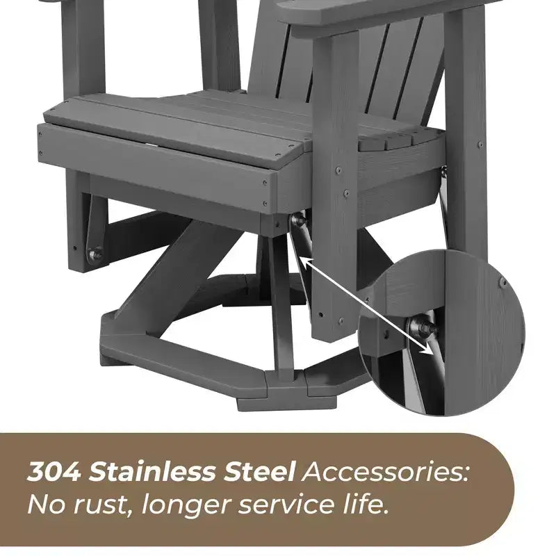 Sedia a dondolo girevole HYLEORY Adirondack, sedia a dondolo in resina HDPE