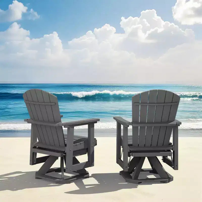 Sedia a dondolo girevole HYLEORY Adirondack, sedia a dondolo in resina HDPE