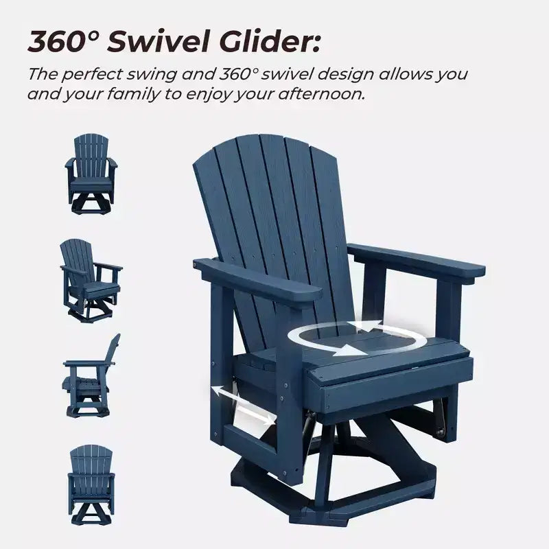 Sedia a dondolo girevole HYLEORY Adirondack, sedia a dondolo in resina HDPE