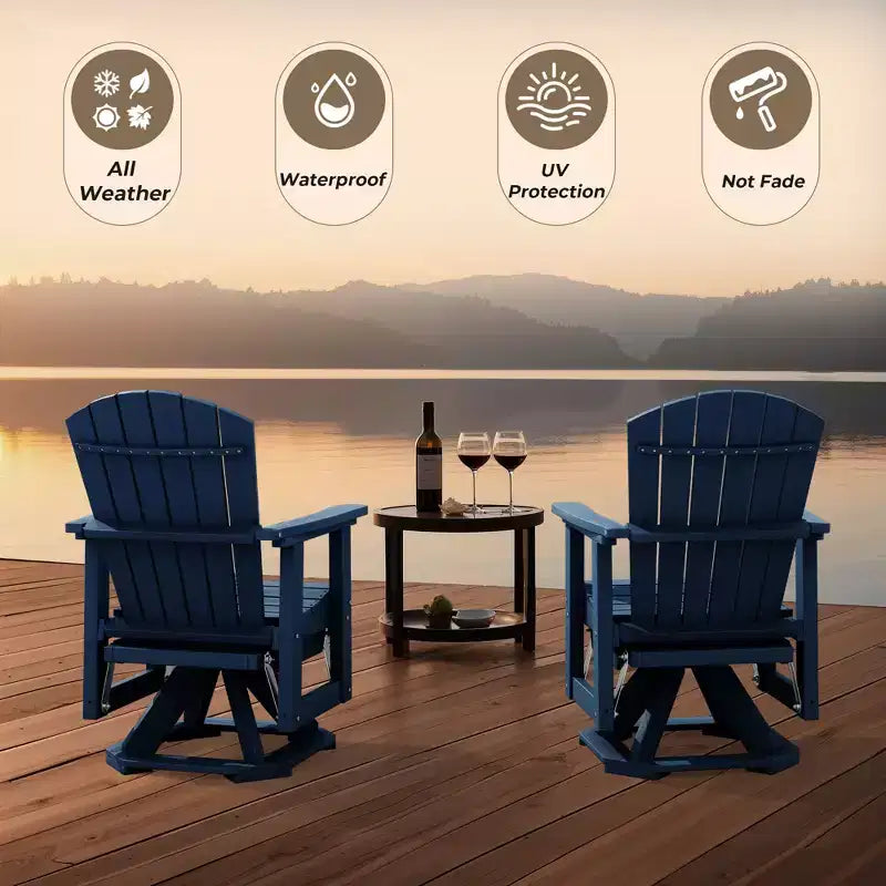 Sedia a dondolo girevole HYLEORY Adirondack, sedia a dondolo in resina HDPE