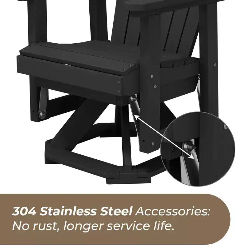 Sedia a dondolo girevole HYLEORY Adirondack, sedia a dondolo in resina HDPE