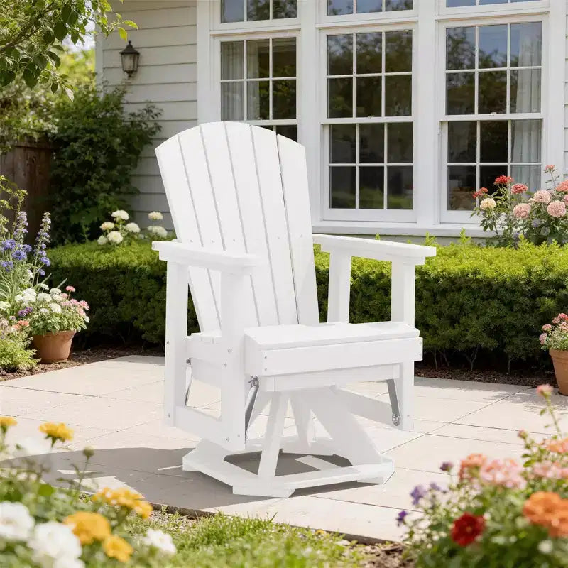 Sedia a dondolo girevole HYLEORY Adirondack, sedia a dondolo in resina HDPE