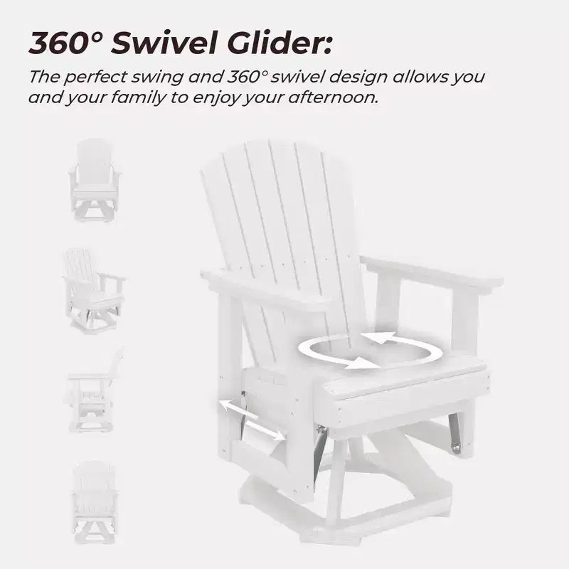 Sedia a dondolo girevole HYLEORY Adirondack, sedia a dondolo in resina HDPE