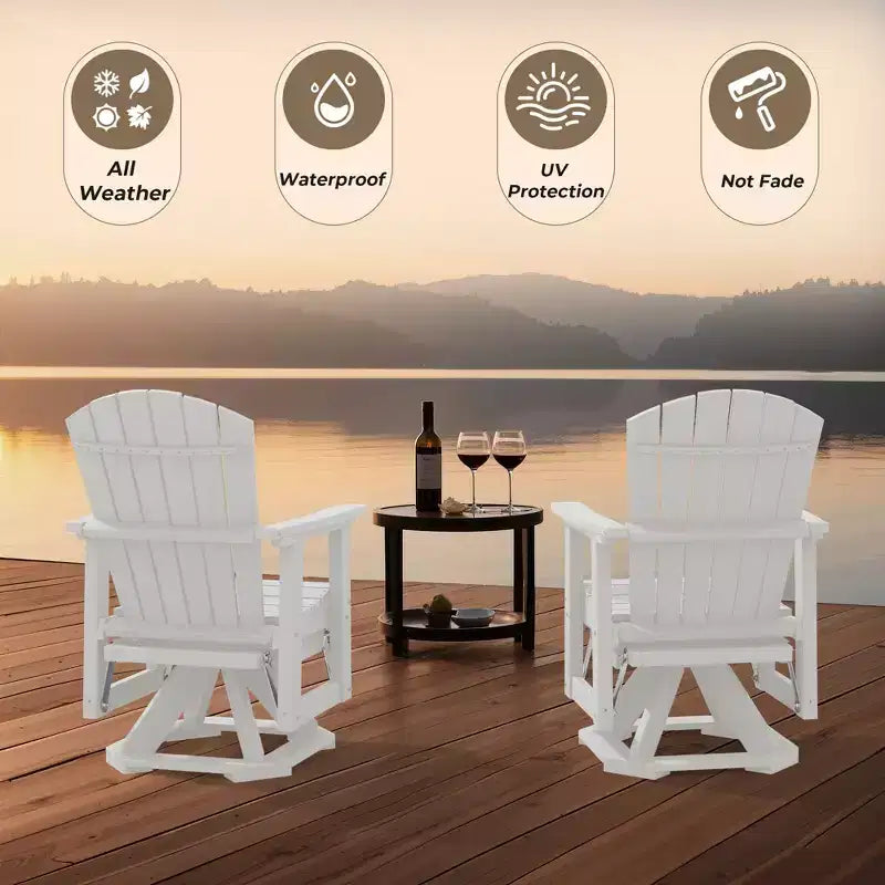 Sedia a dondolo girevole HYLEORY Adirondack, sedia a dondolo in resina HDPE