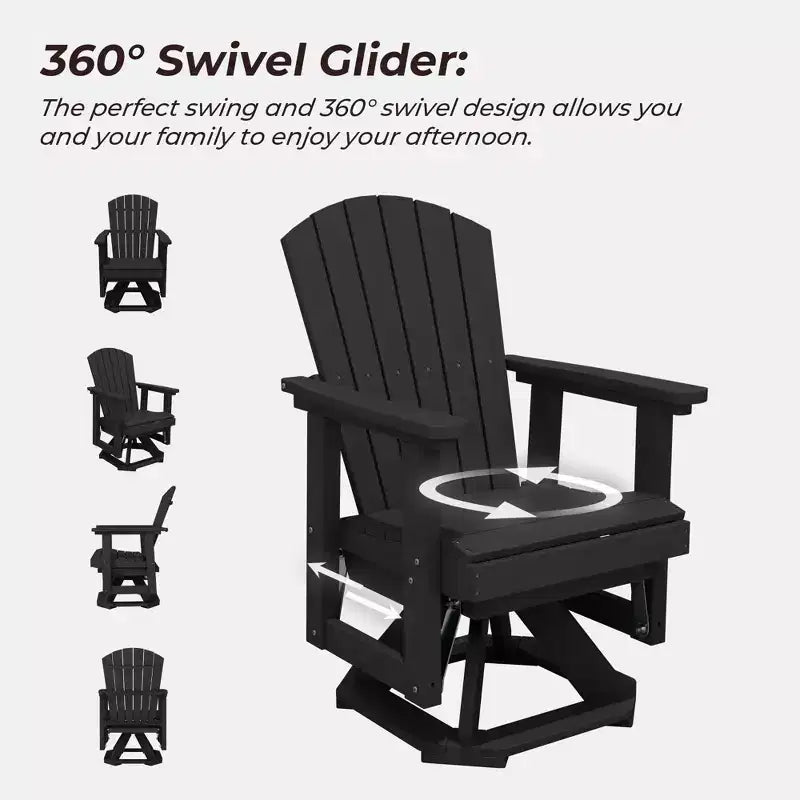 Sedia a dondolo girevole HYLEORY Adirondack, sedia a dondolo in resina HDPE