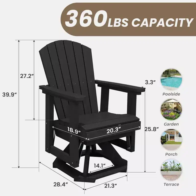 Sedia a dondolo girevole HYLEORY Adirondack, sedia a dondolo in resina HDPE