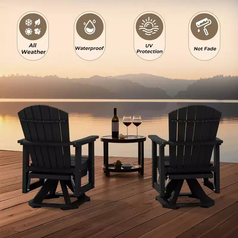 Sedia a dondolo girevole HYLEORY Adirondack, sedia a dondolo in resina HDPE